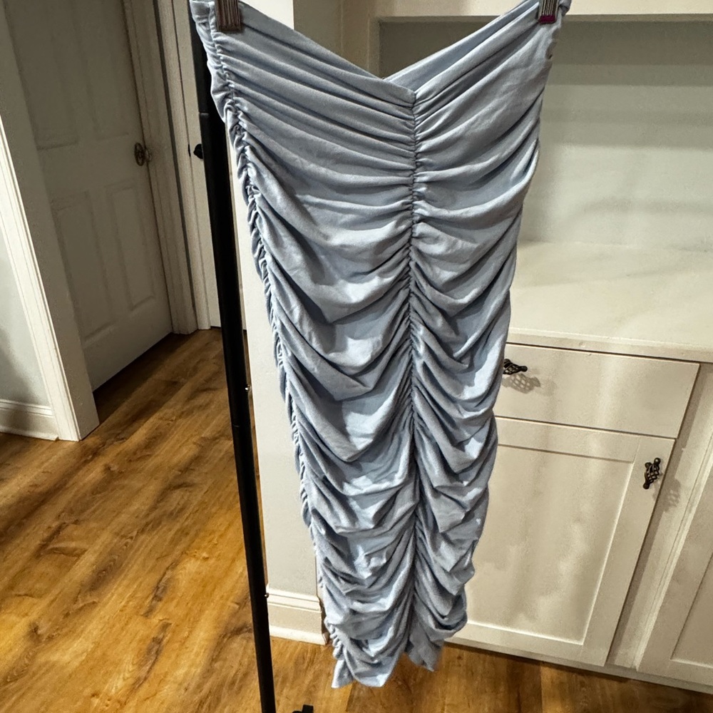 Susana Monaco Light Blue Ruched Midi Dress